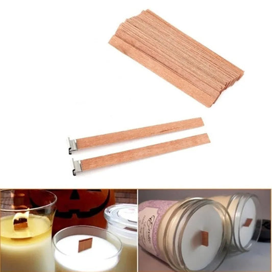 20PCS Wooden Candles Wick with Sustainer Tab DIY Candle Making Supplies Soy Parffin Wax Wick for DIY candle material